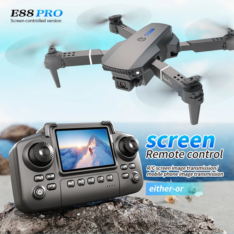 Drone E88 PRO com tela, câmera - Drone E88 Rc Quadcopter avaliação e preço